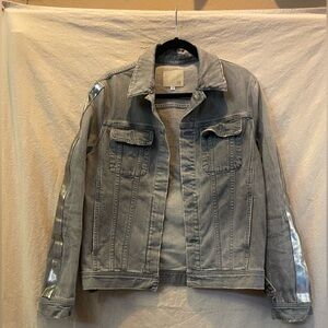 AG Adriano Goldschmied Gray Jean Jacket with Silver Details